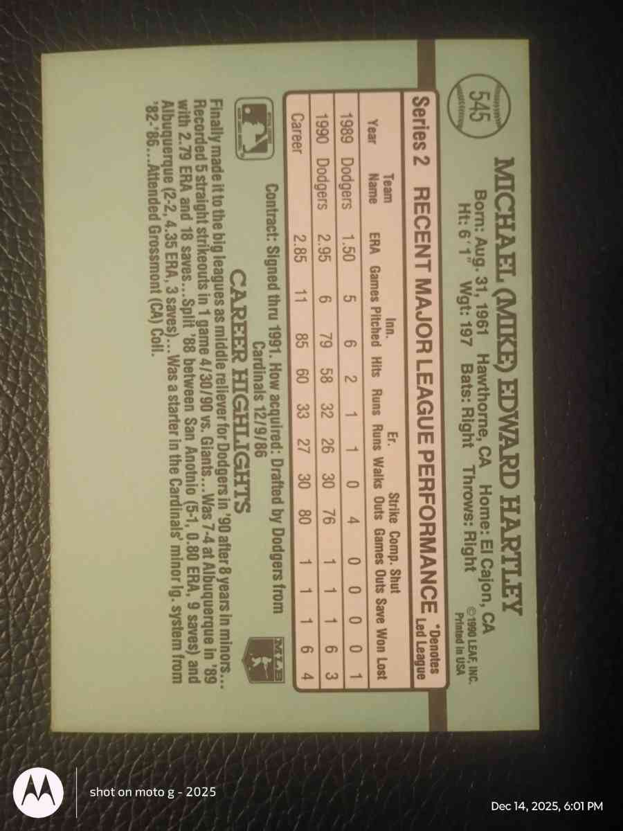 Mike Hartley Baseball Card - Saint Landry, Louisiana - FleaMarketBay