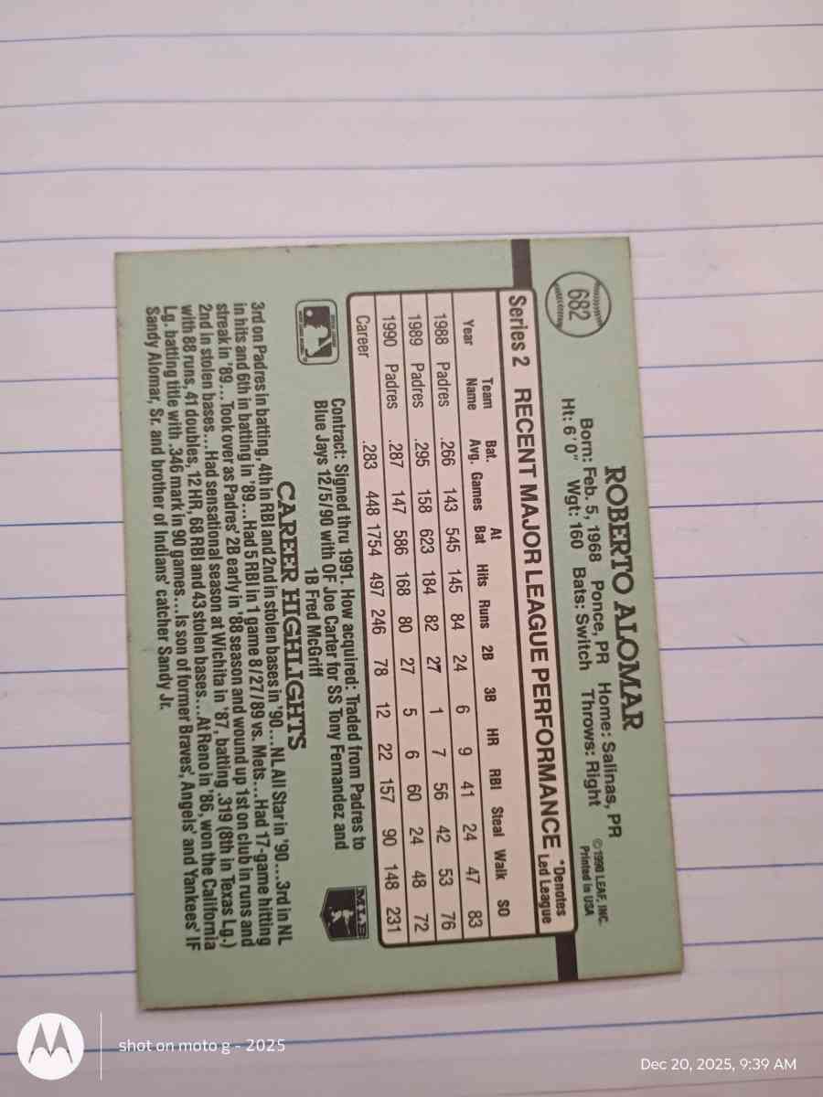 Roberto Alomar card 682 - Saint Landry, Louisiana - FleaMarketBay