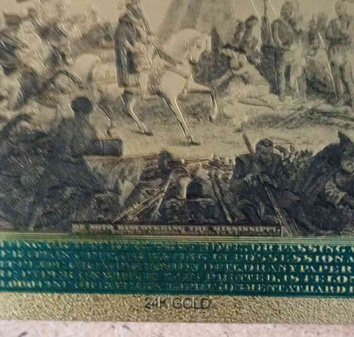 24 Karat Gold 1889 USA Ten Dollar Bill - Grand Rapids, Ohio - FleaMarketBay