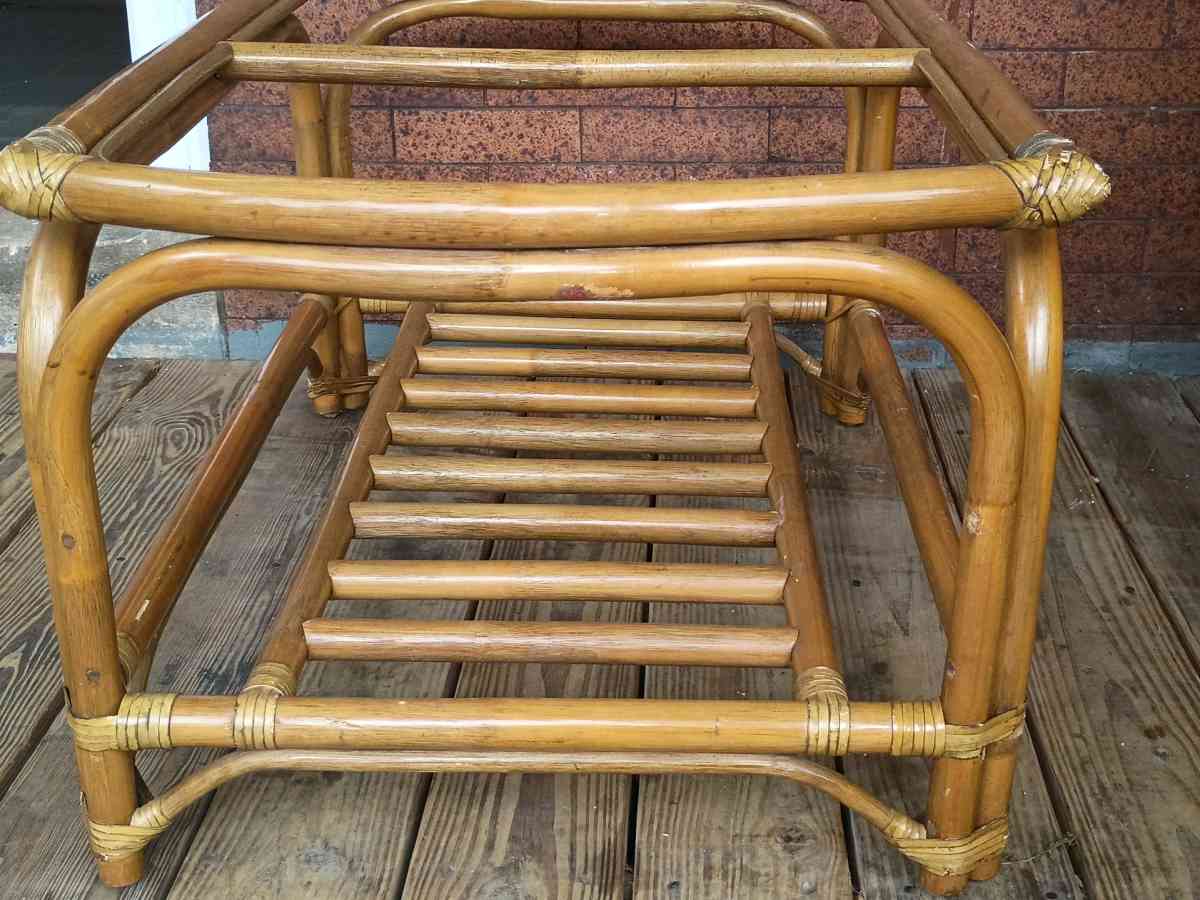 VINTAGE MCM RATTAN Bamboo Coffee Table Ottoman Bench Frame S - Philadelphia, Pennsylvania - FleaMarketBay