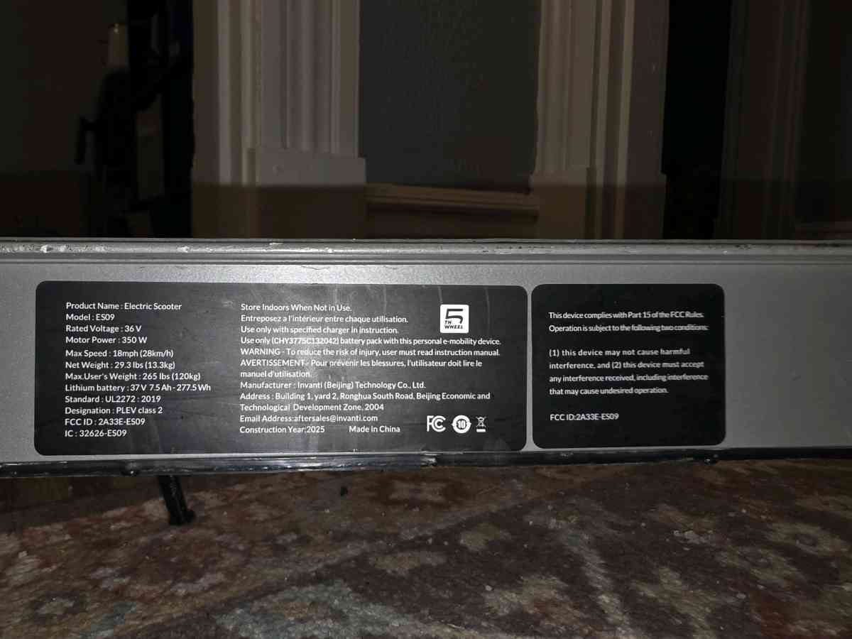 5th wheel E scooter hardly used - Covington, Kentucky - FleaMarketBay