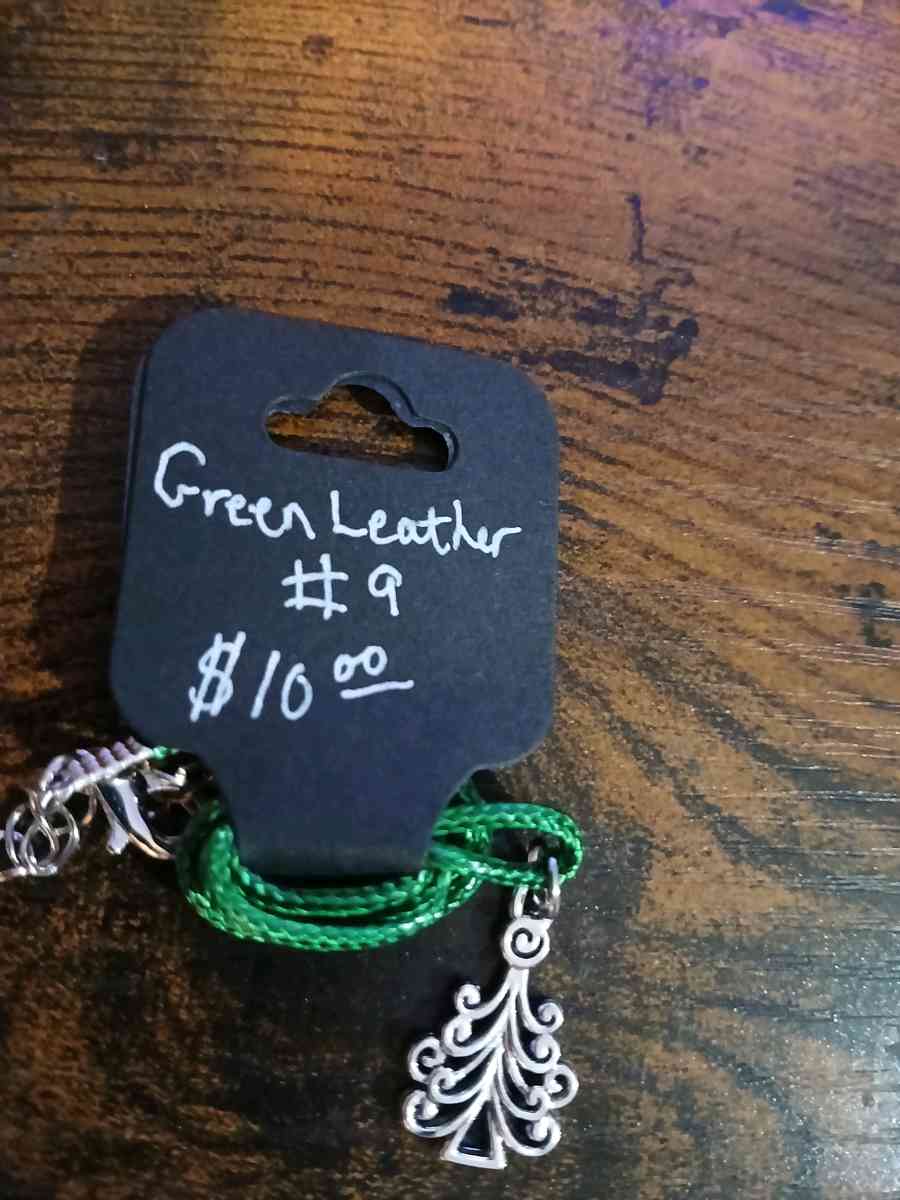 Green Leather Christmas Necklace pt2 - Newport News, Virginia - FleaMarketBay
