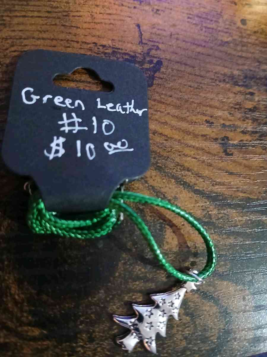 Green Leather Christmas Necklace pt2 - Newport News, Virginia - FleaMarketBay