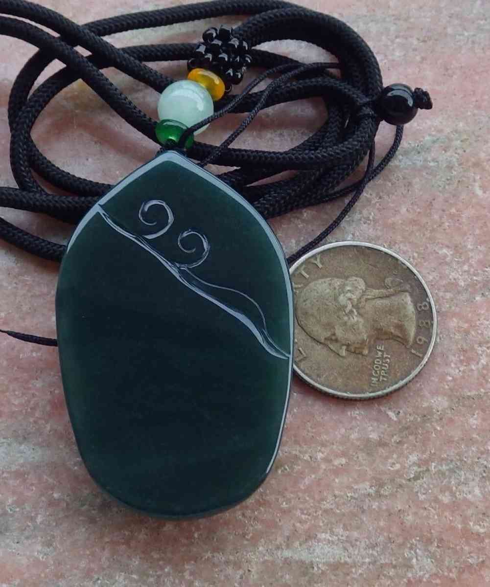 Certificate Jadeite Jade Black Green Kwan Yin Guanyin Head W - Pasadena, California - FleaMarketBay