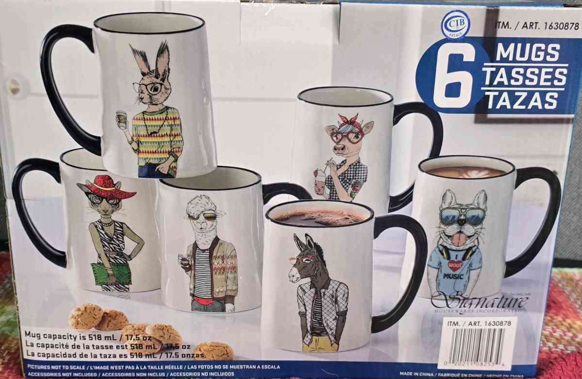 Signature 175 oz Glazed Ceramic Animal Themed Cups Set of 6 - Rio Rancho, New Mexico - FleaMarketBay