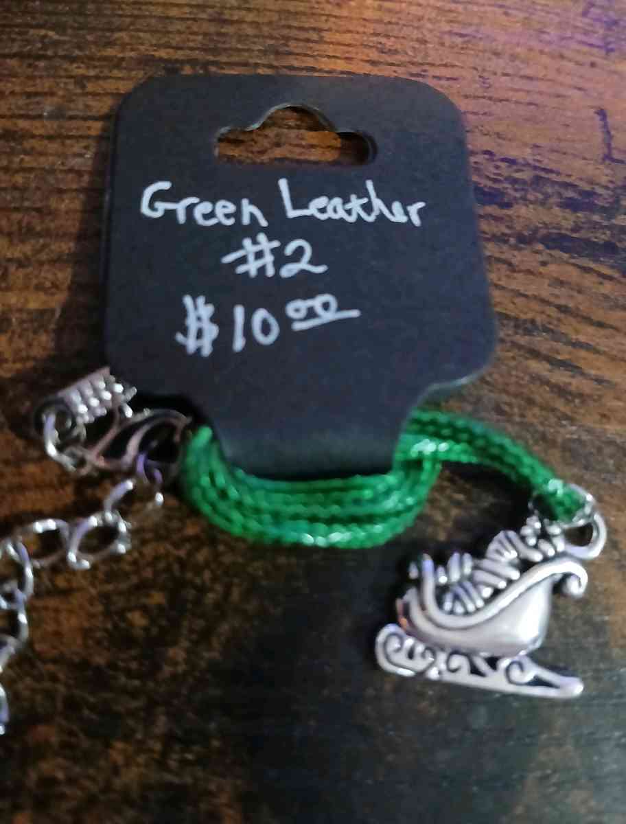 Green Leather Christmas Necklace pt1 - Newport News, Virginia - FleaMarketBay