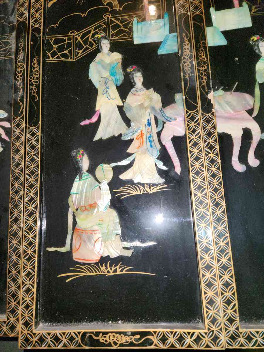 antique mother of pearl japanese art dividers 48 in wide 36H - Catasauqua, Pennsylvania - FleaMarketBay
