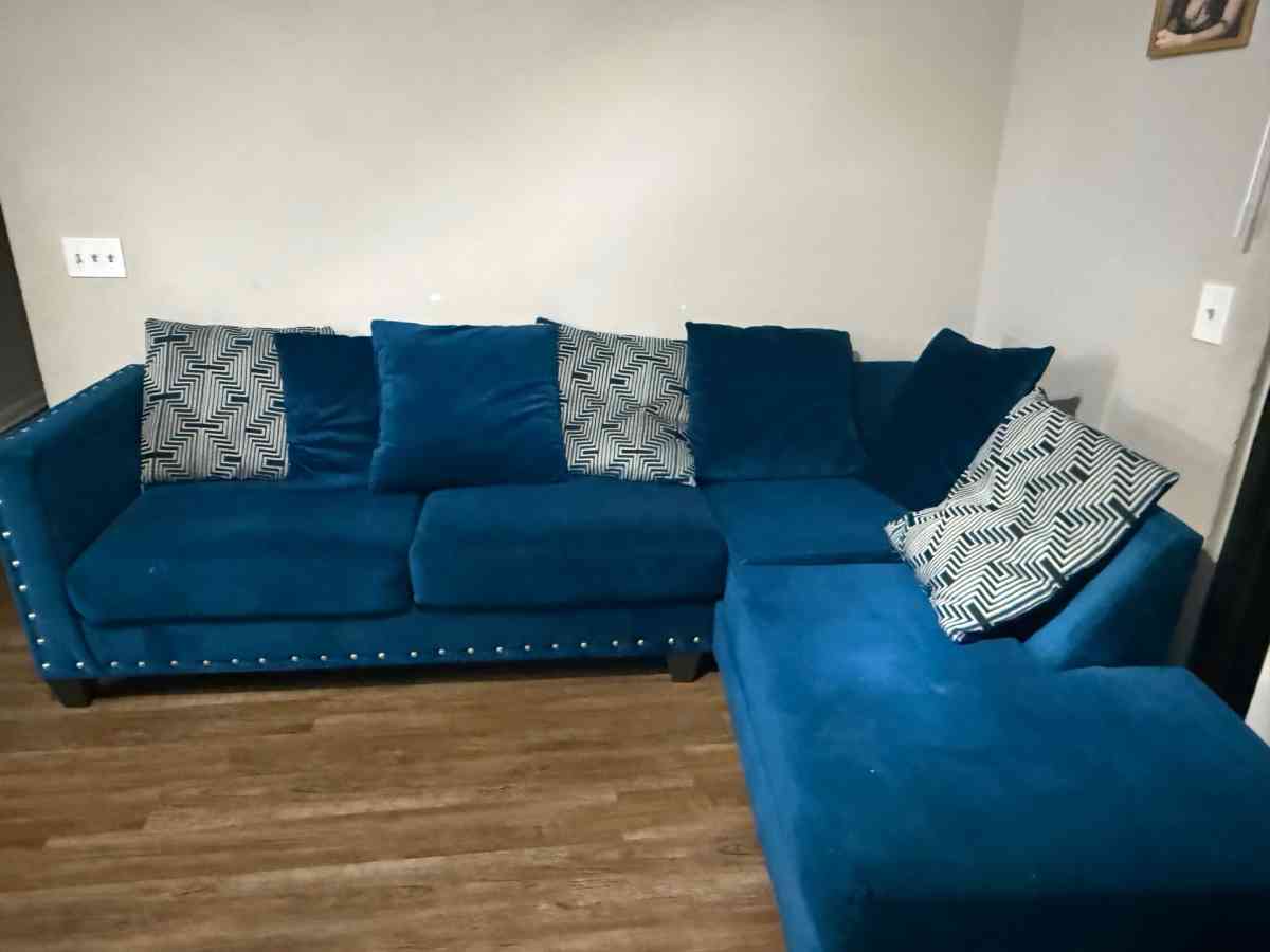 Blue Velvet Sectional Sofa - Orange Park, Florida