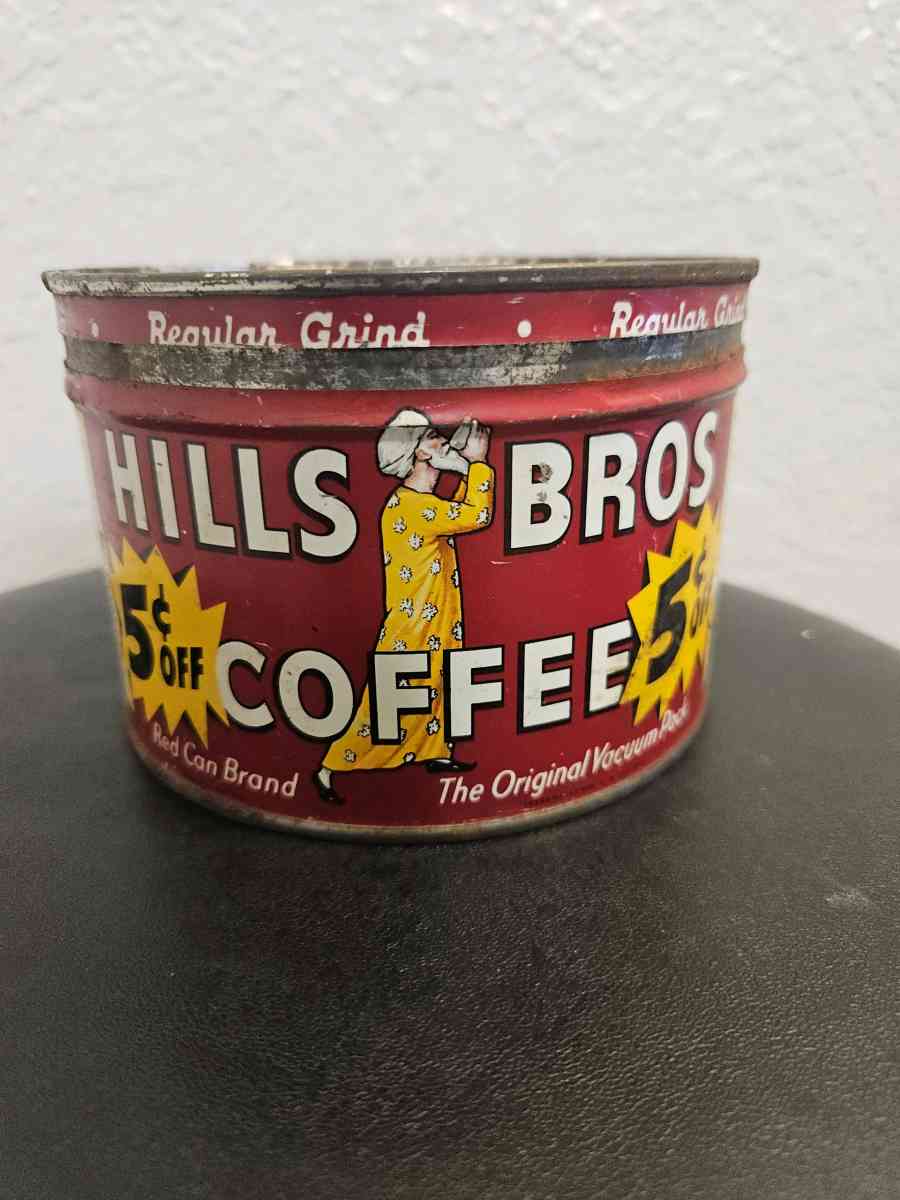 Vintage Hills Bros Tin Coffee Can - Tulsa, Oklahoma
