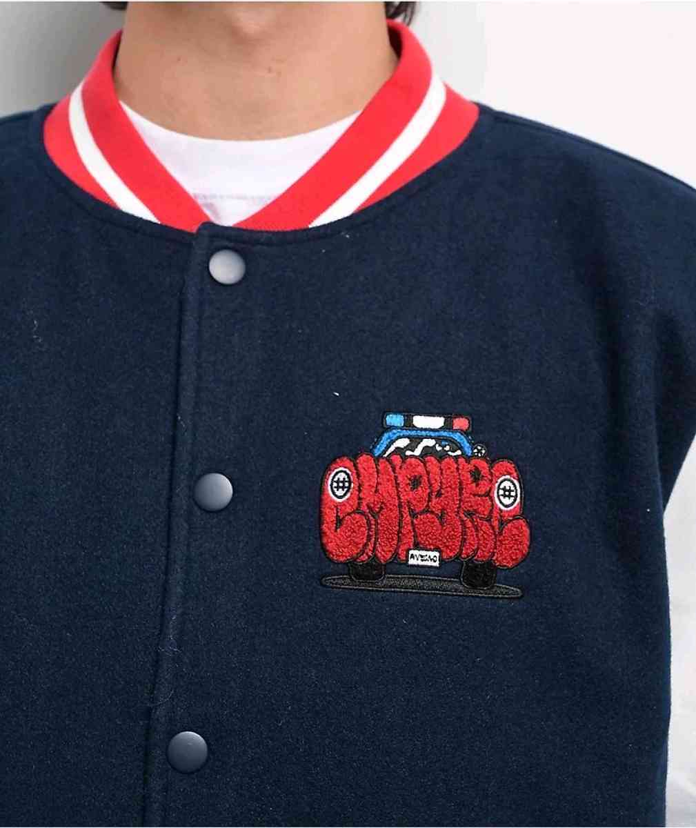 Empyre Brick Navy  White Varsity Jacket - Forest, Virginia - FleaMarketBay