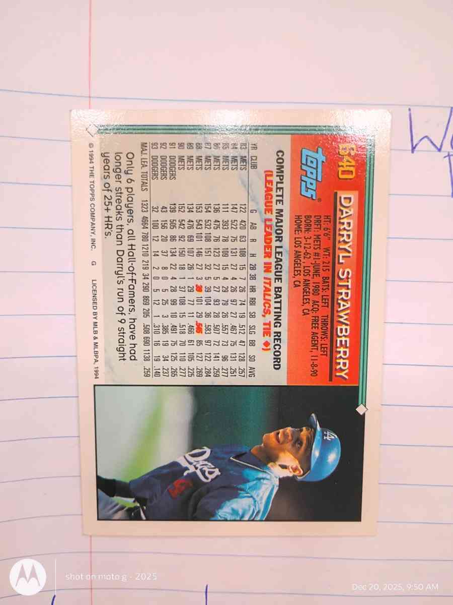 Darryl Strawberry card 640 - Acme, Louisiana - FleaMarketBay