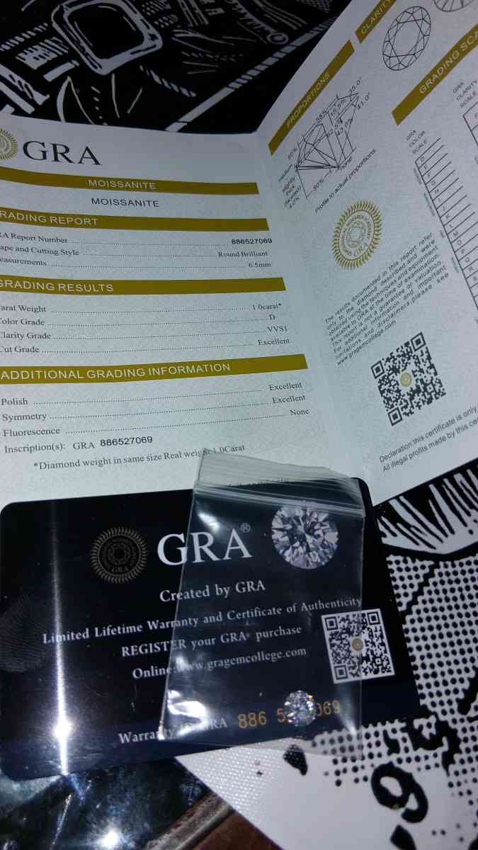 1ct d vvs1 moissanite with certificate - Knoxville, Tennessee - FleaMarketBay