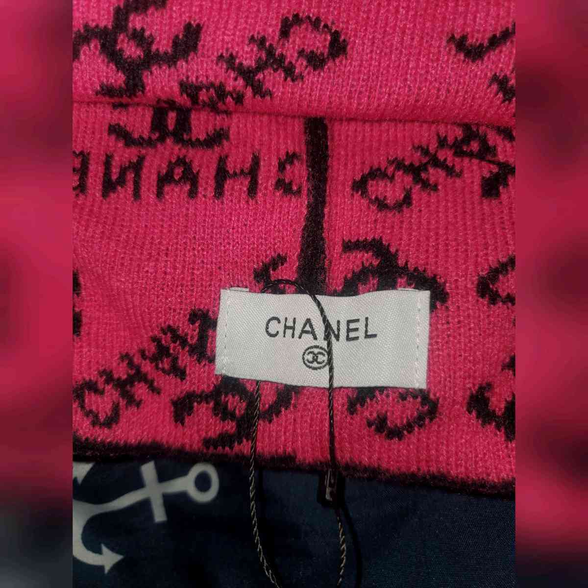 CHANEL Black and Pink Logo Beanie - Chester Gap, Virginia - FleaMarketBay