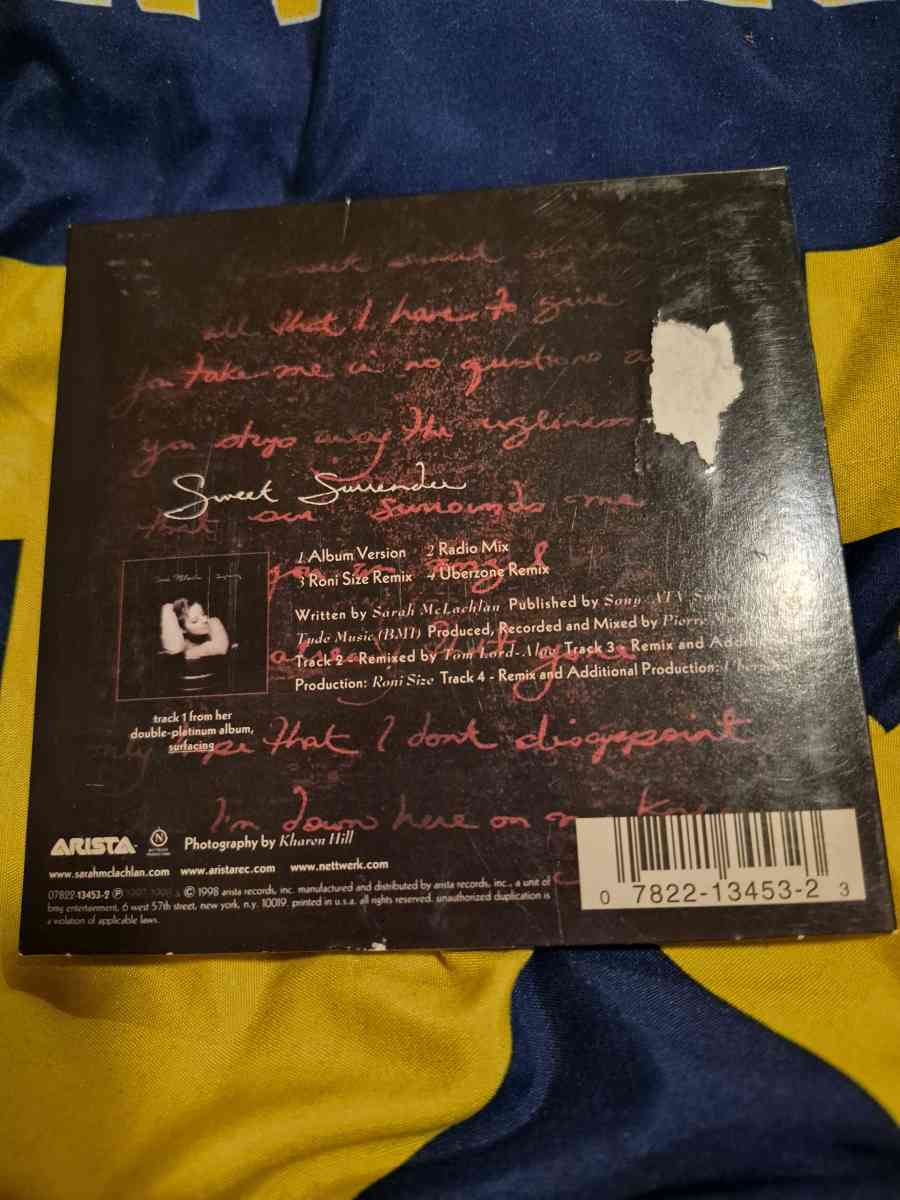 USED Sarah McLachlan SWEET SURRENDER cd single - New Baltimore, Michigan - FleaMarketBay