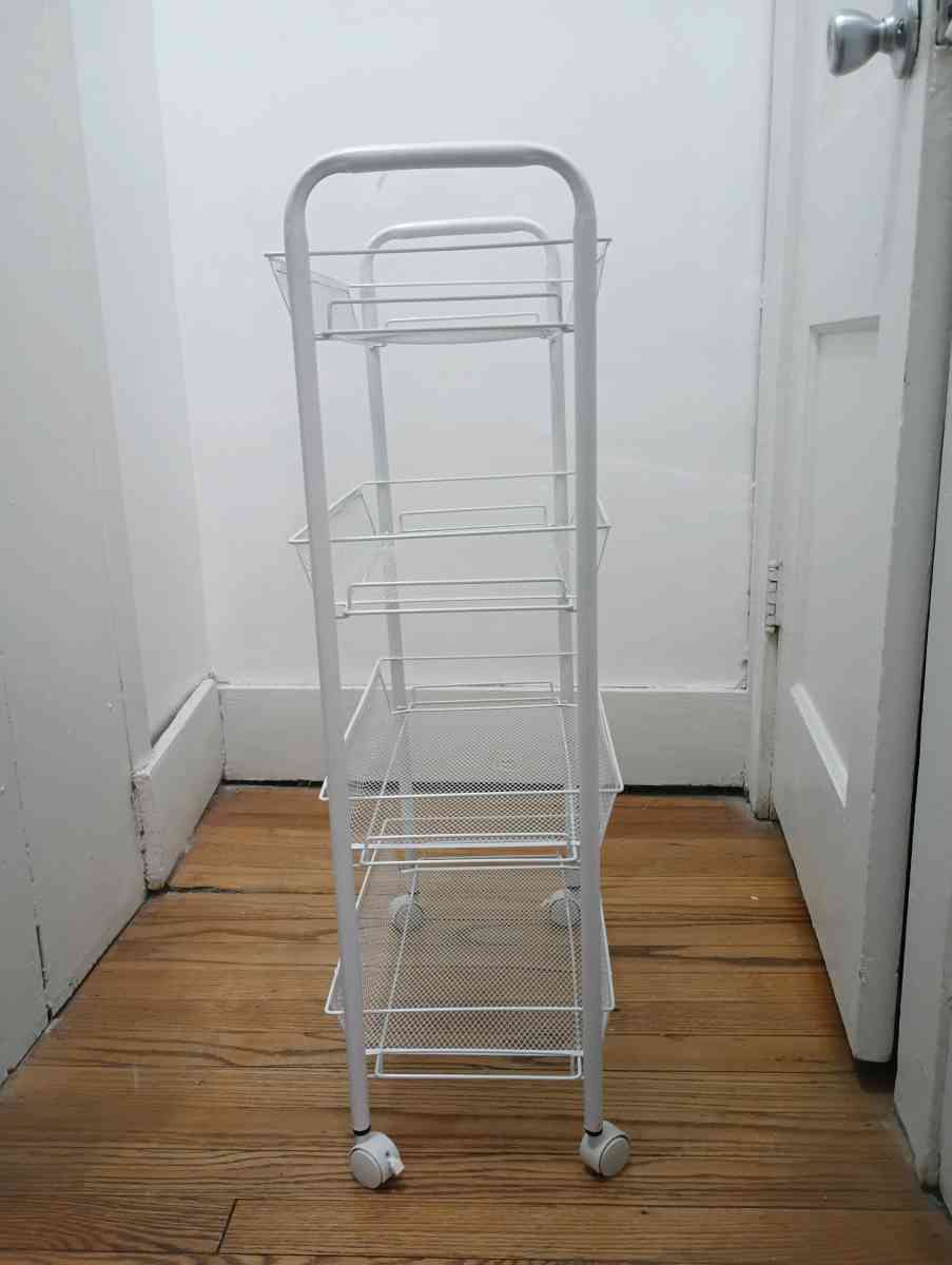 New Metal 5 Mesh Wire Shelves Rolling Rack WHITE - Wichita, Kansas - FleaMarketBay
