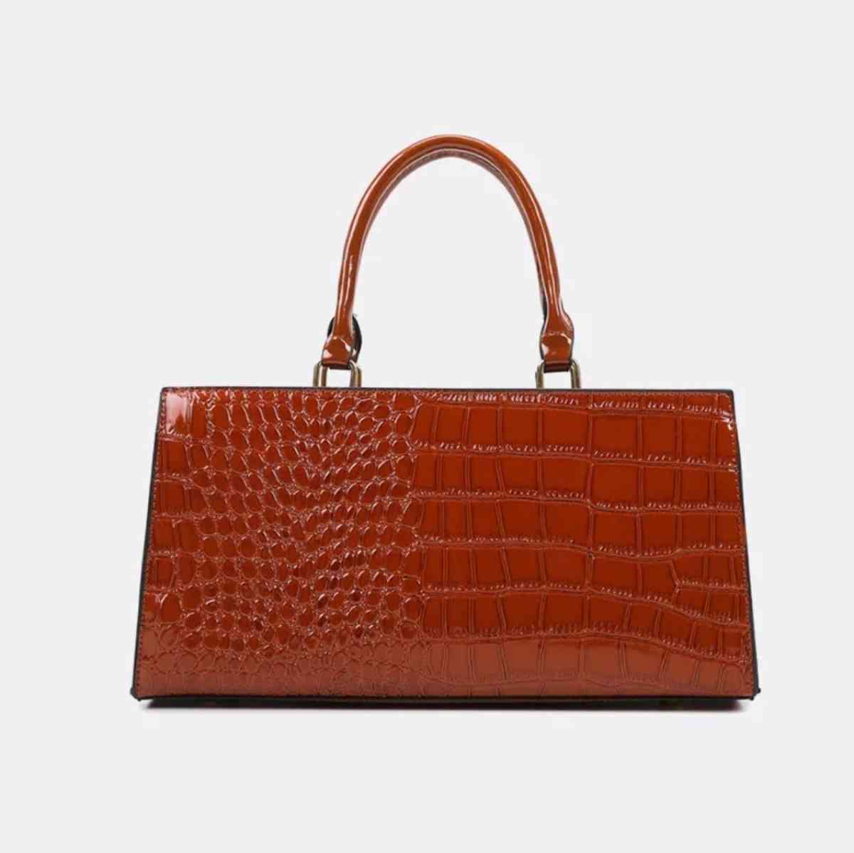 Elegant Brown Crocodile Pattern Handbag - Worcester, Massachusetts - FleaMarketBay