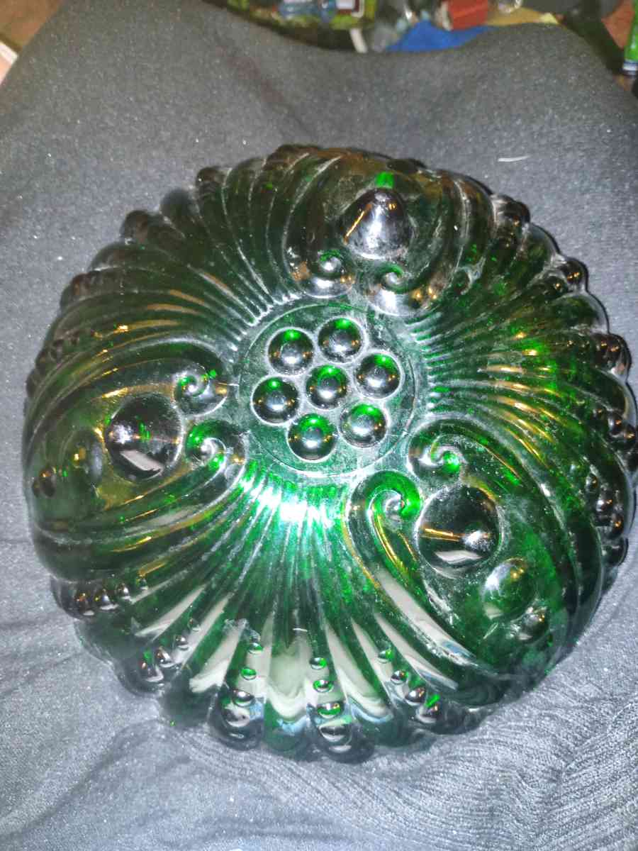 Anchor Hocking Forrest Green Burple Bowl 9 Depression glass - Canton, Ohio - FleaMarketBay