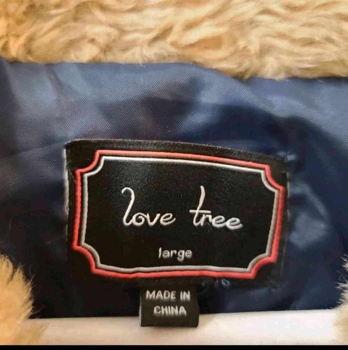 Love Tree Womens Large Blue Puffer Faux Fur Collar Jacket Ho - Morrisville, North Carolina - FleaMarketBay