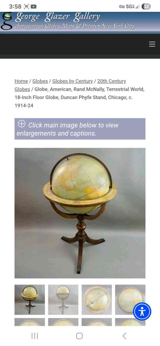 1920s Rand McNally 18 inch Terrestrial Globe - Milton, Florida - FleaMarketBay