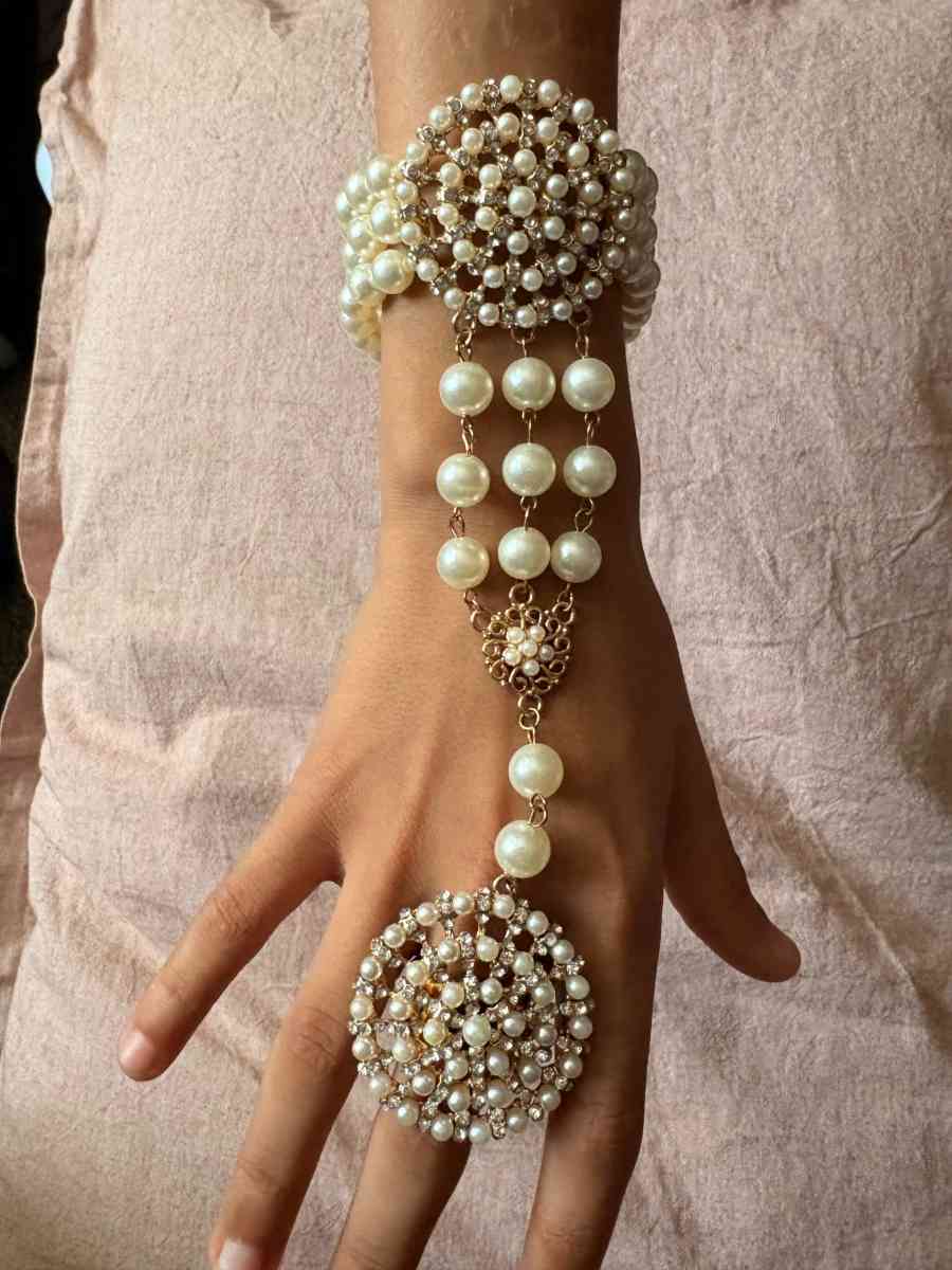 pearl and crystal hand chain bracelet - Milwaukee, Wisconsin