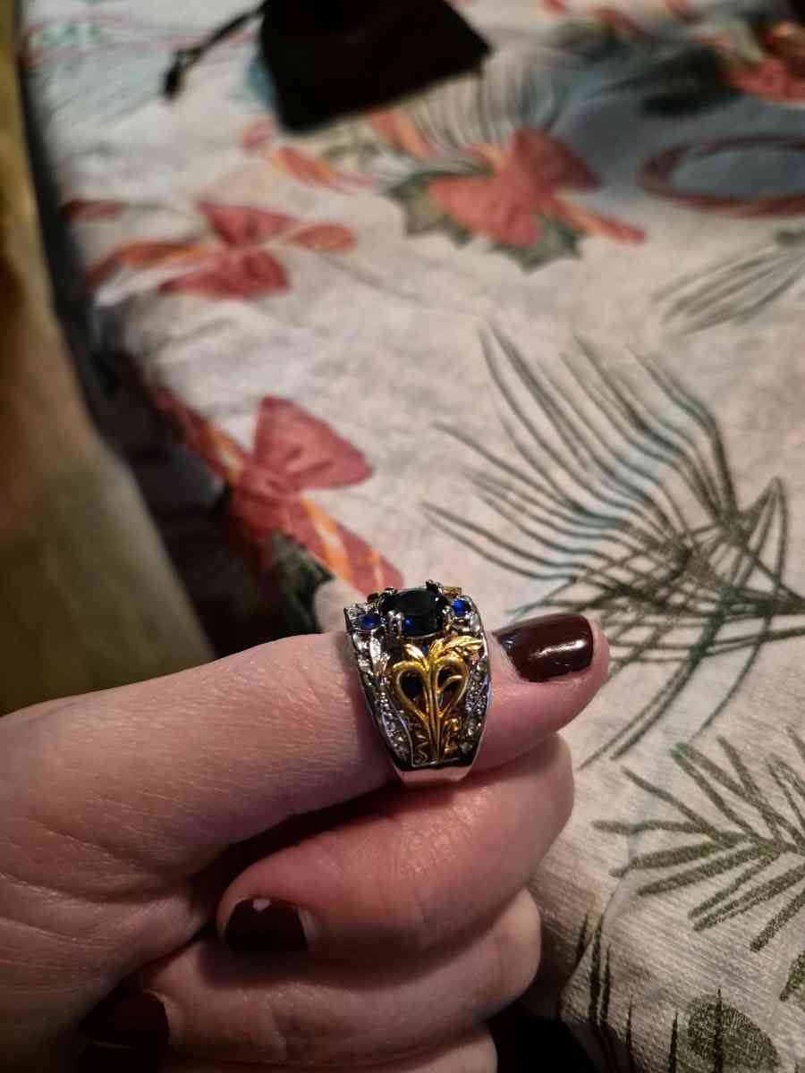 NEW 2tone ring with sapphire size 9 - New Baltimore, Michigan - FleaMarketBay