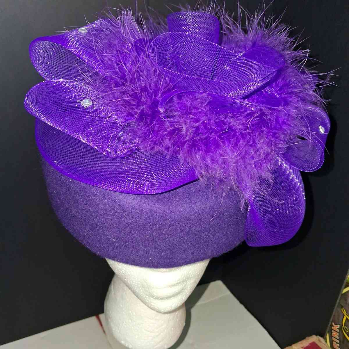 Woman Fancy formal hat worn once purple embellished - Bridge City, Texas - FleaMarketBay