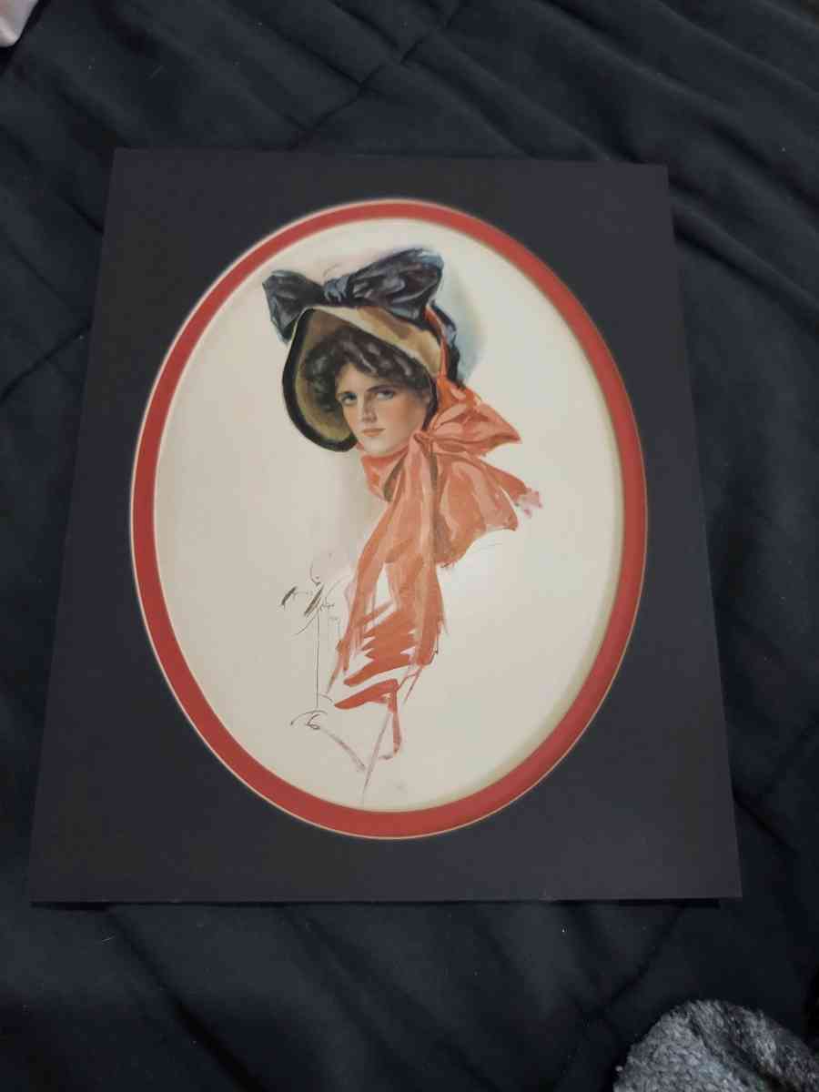 Antique Ornate Baroq Wood Frame w1900sHarrison Fischer Print - Wichita, Kansas - FleaMarketBay