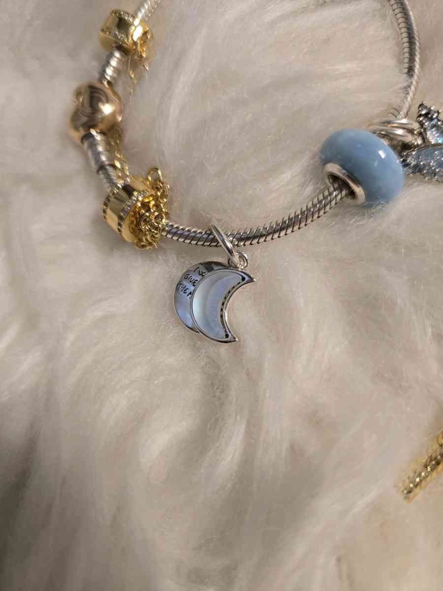Crescent Moon Double Dangle Charm for Pandora bracelet - Austin, Texas - FleaMarketBay