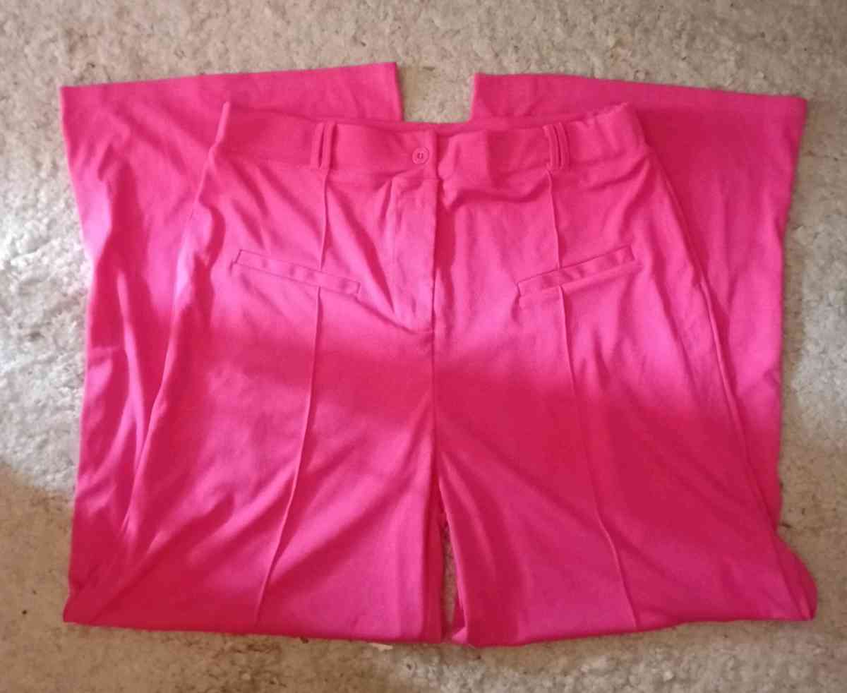 Womens hot pink high waist wide leg trousers - Los Angeles, California