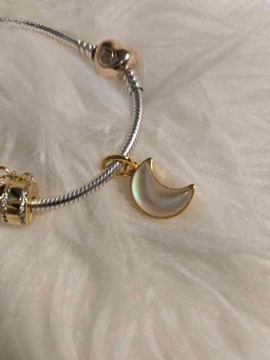 Sparkling Crescent Moon Dangle Charm for Pandora bracelet - Austin, Texas - FleaMarketBay