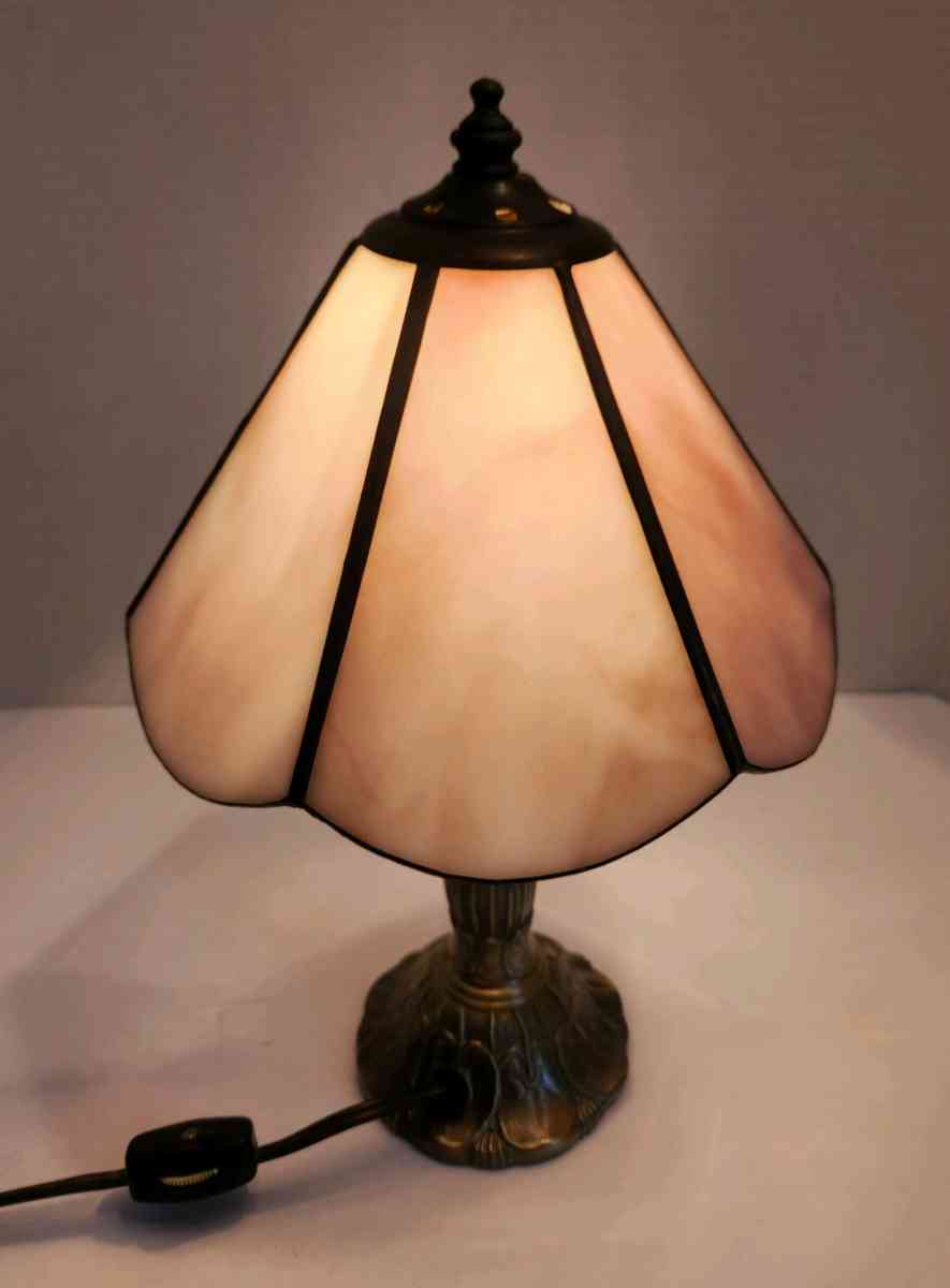 Meyda Tiffany Style Lamp With Handpainted Slag Glass Shade - Goshen, New York - FleaMarketBay