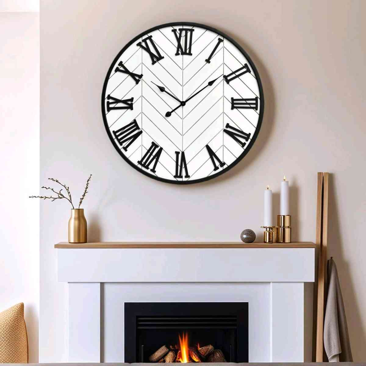 30 Inch Large Wall Clock Farmhouse Style  White Silent NonTi - Columbus, Ohio - FleaMarketBay
