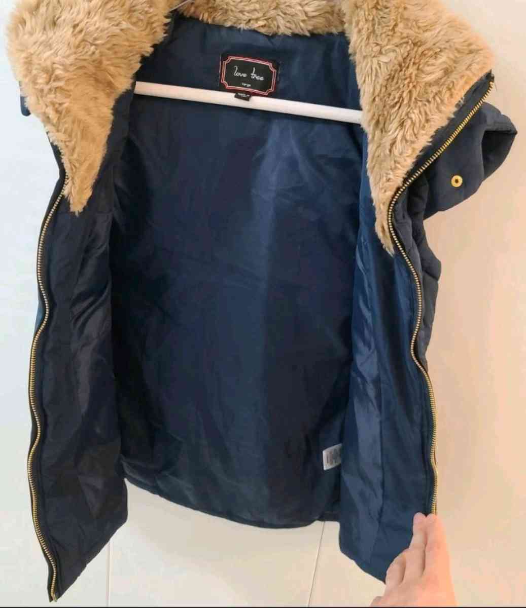 Love Tree Womens Large Blue Puffer Faux Fur Collar Jacket Ho - Morrisville, North Carolina