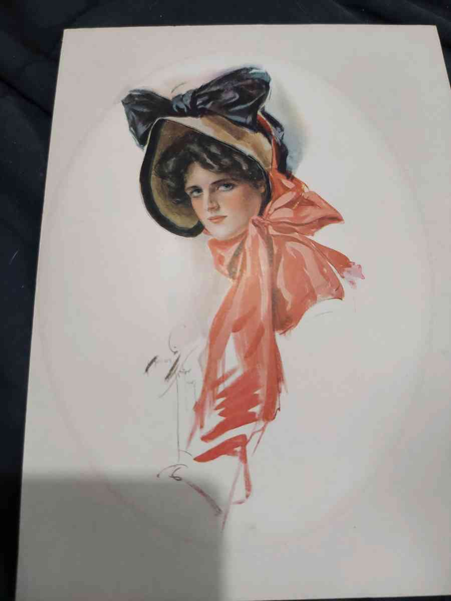 Antique Ornate Baroq Wood Frame w1900sHarrison Fischer Print - Wichita, Kansas - FleaMarketBay