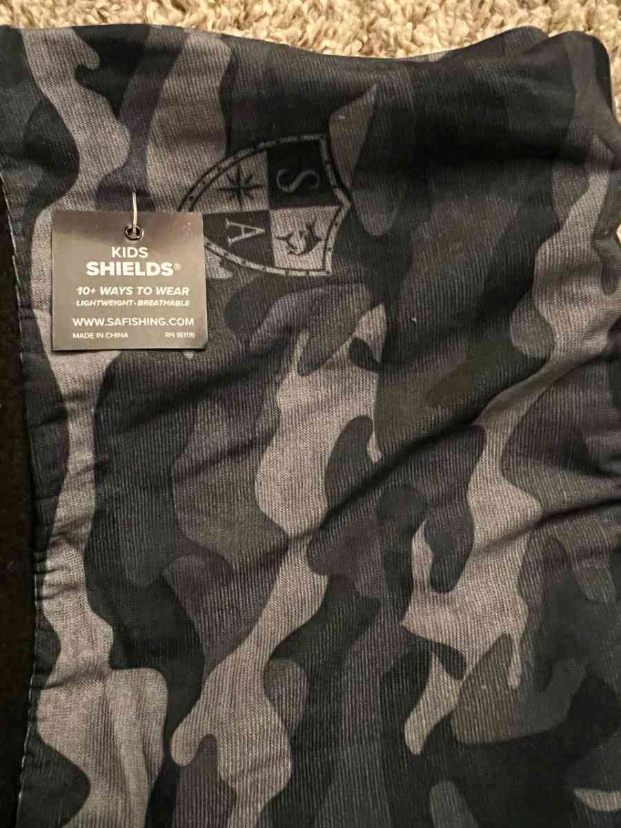 Kids Fleece Face Shields  Grey Military Camo - Columbiana, Ohio - FleaMarketBay