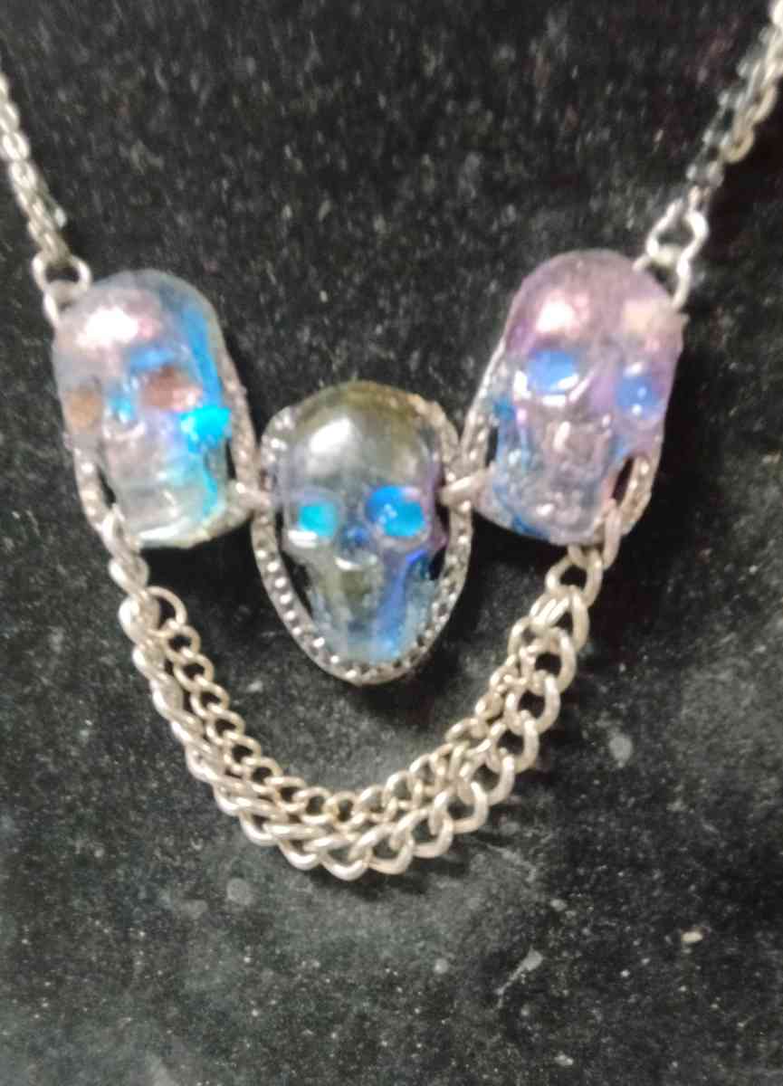 three skulls with multiple chains made with Uv resin - Lufkin, Texas - FleaMarketBay