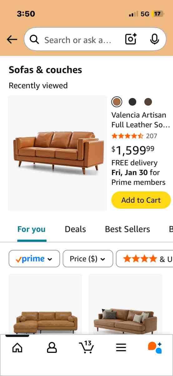 Leather sofa - Caldwell, Idaho - FleaMarketBay