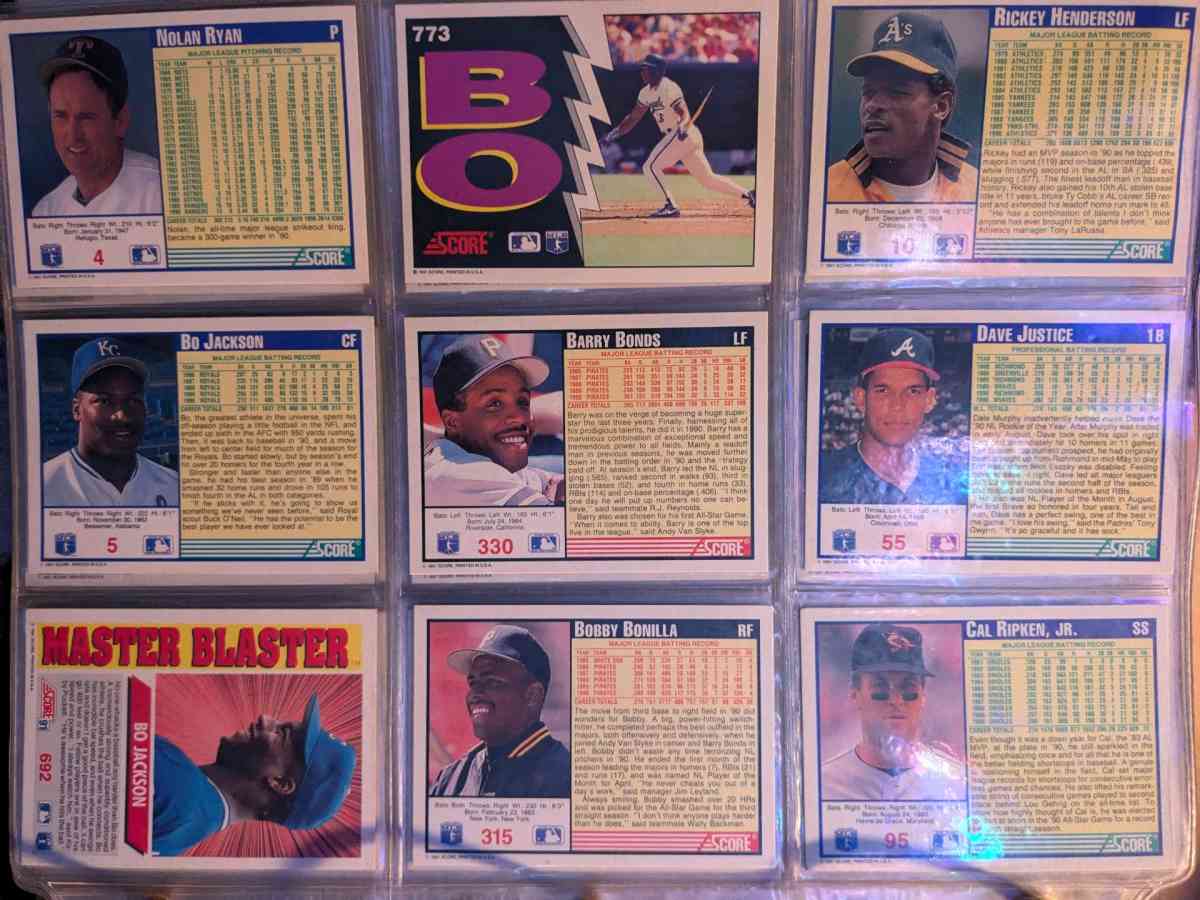Sheet of 9 most valuable cards in set  Bo Jackson Breaker - Spring Hill, Florida - FleaMarketBay