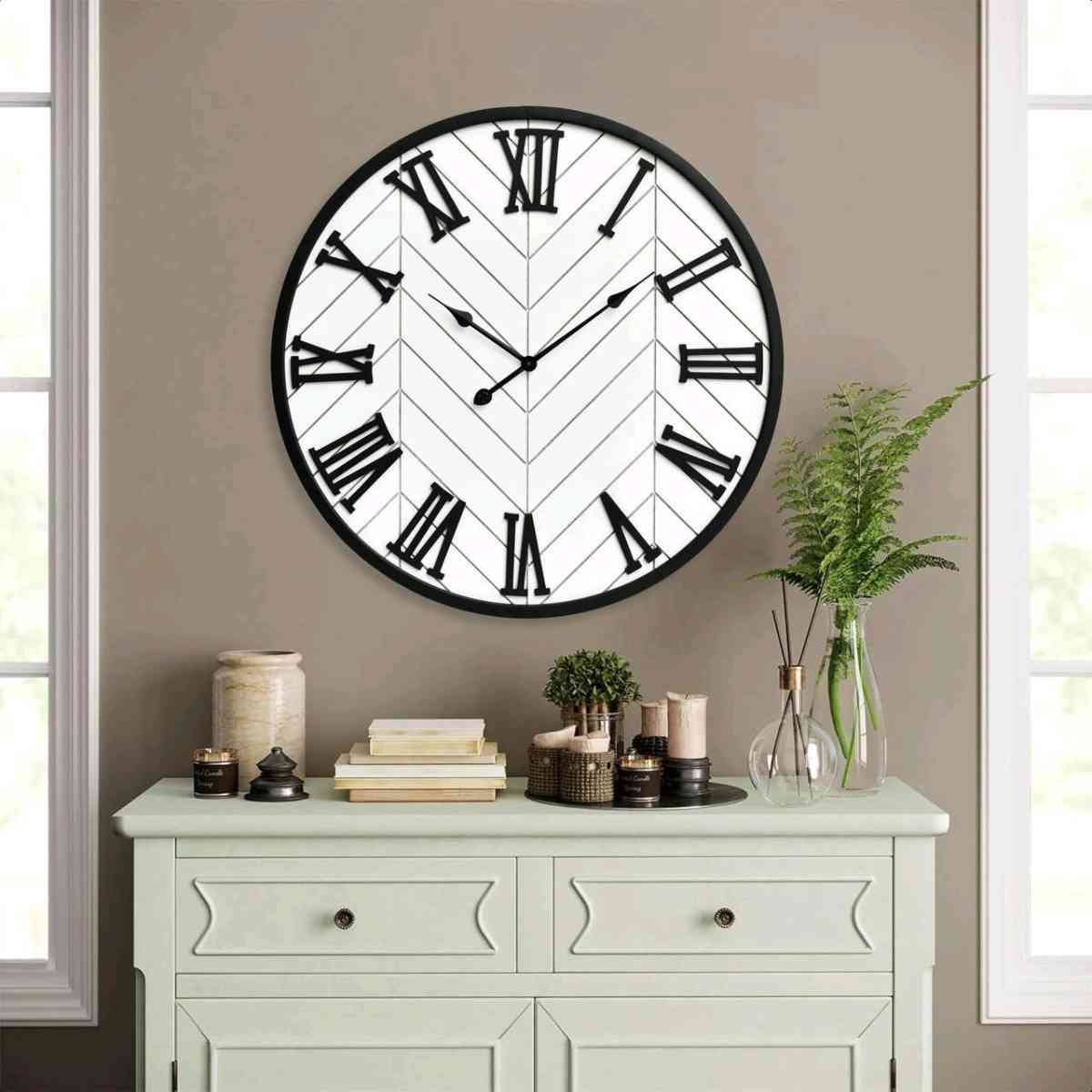 30 Inch Large Wall Clock Farmhouse Style  White Silent NonTi - Columbus, Ohio - FleaMarketBay