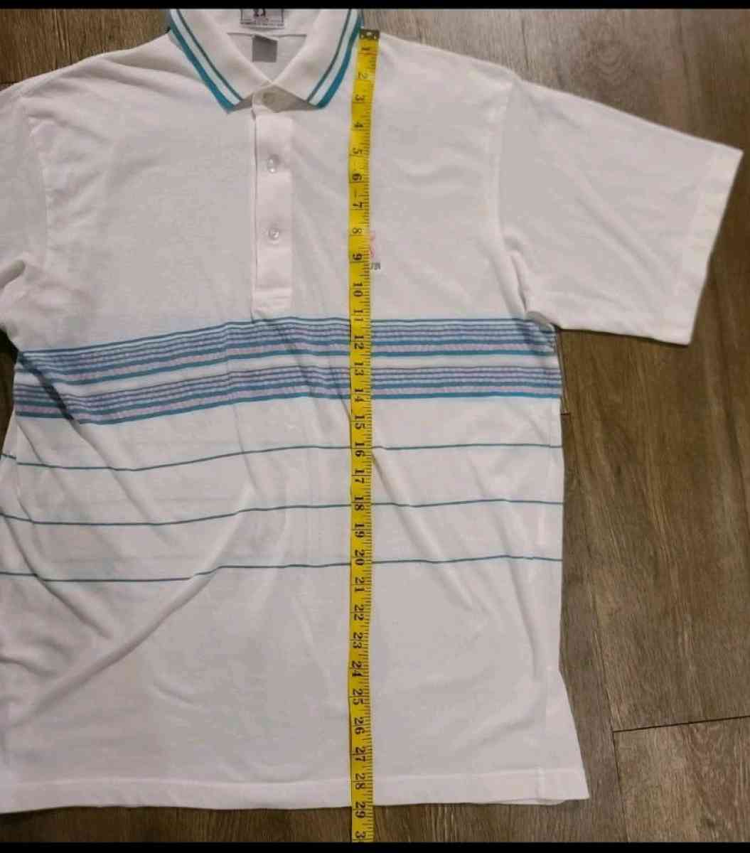 Vintage 80s PGA Tour Ram Golf Mens Striped 3 Button Polo Siz - Morrisville, North Carolina - FleaMarketBay