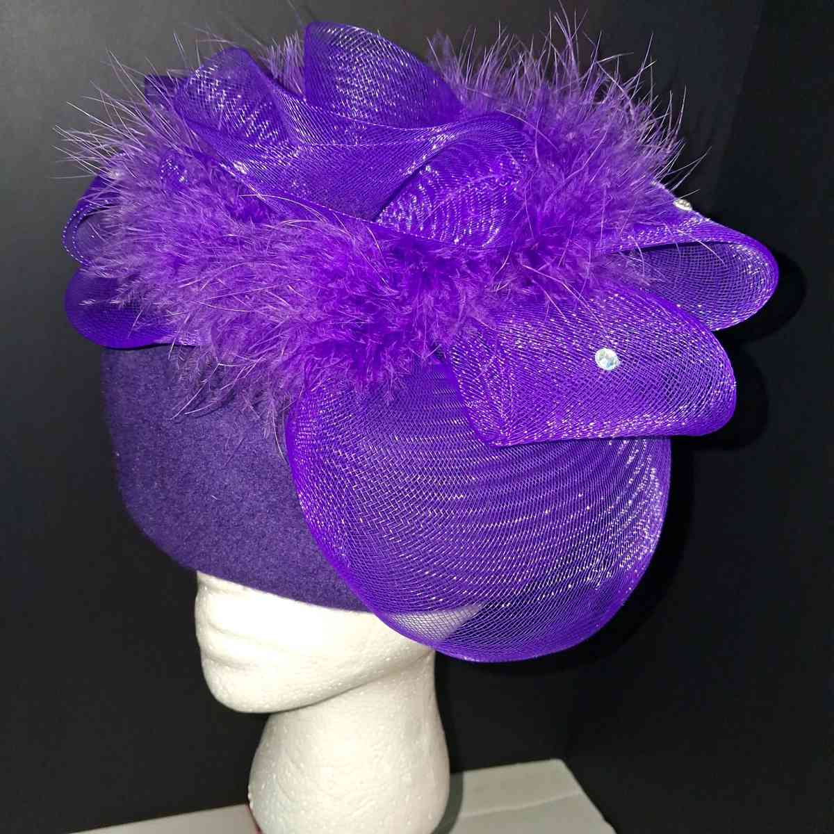Woman Fancy formal hat worn once purple embellished - Bridge City, Texas - FleaMarketBay