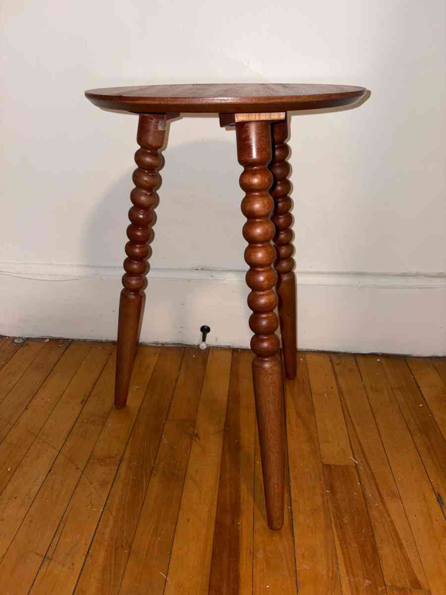 Round Wooden Side Table - Portland, Maine - FleaMarketBay