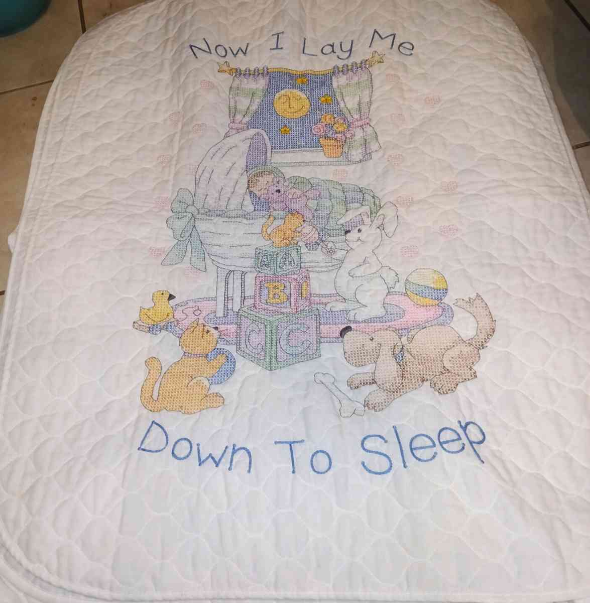 Baby Squares Quilt crossstitch blanket - Spring, Texas - FleaMarketBay