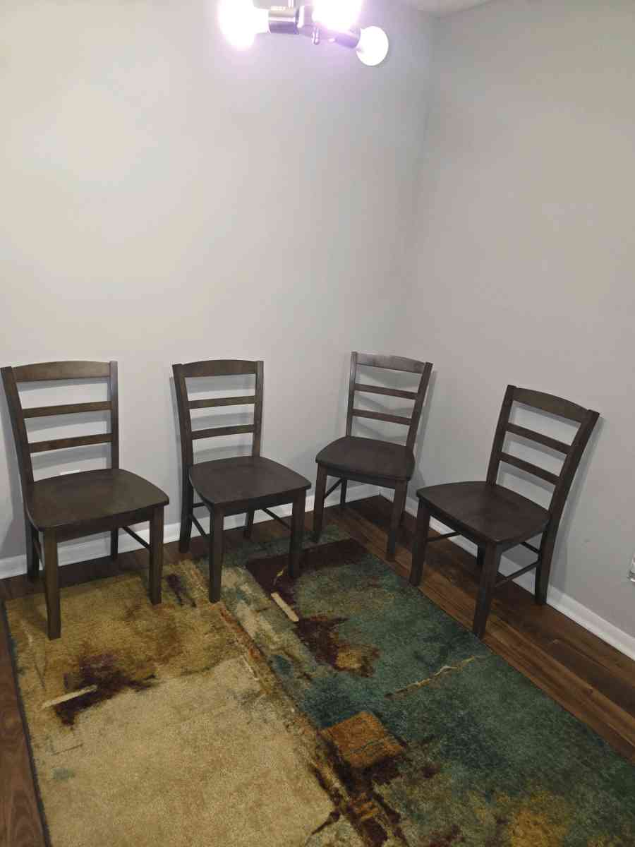 Set of 4 Brown Wooden Mandrid Ladderback - Stone Mountain, Georgia - FleaMarketBay