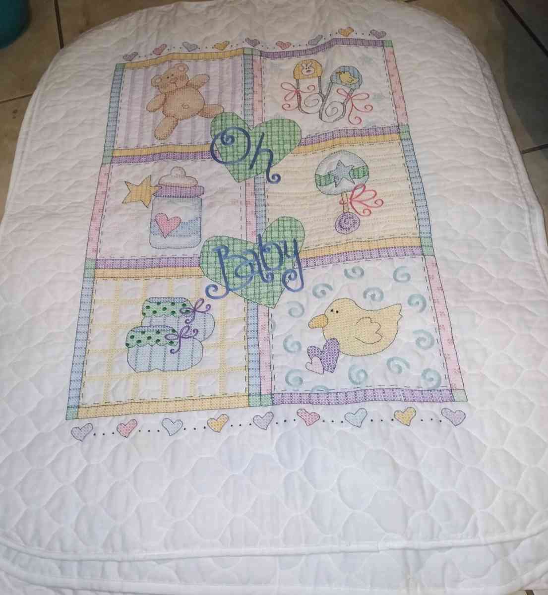 Baby Squares Quilt crossstitch blanket - Spring, Texas - FleaMarketBay