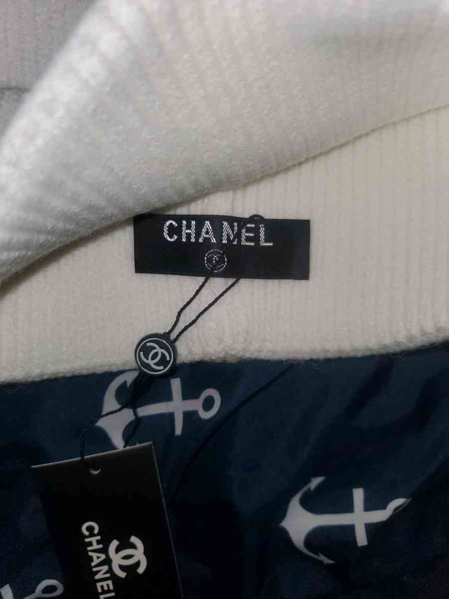 CHANEL White Beanie With Gold Emblems - Chester Gap, Virginia - FleaMarketBay
