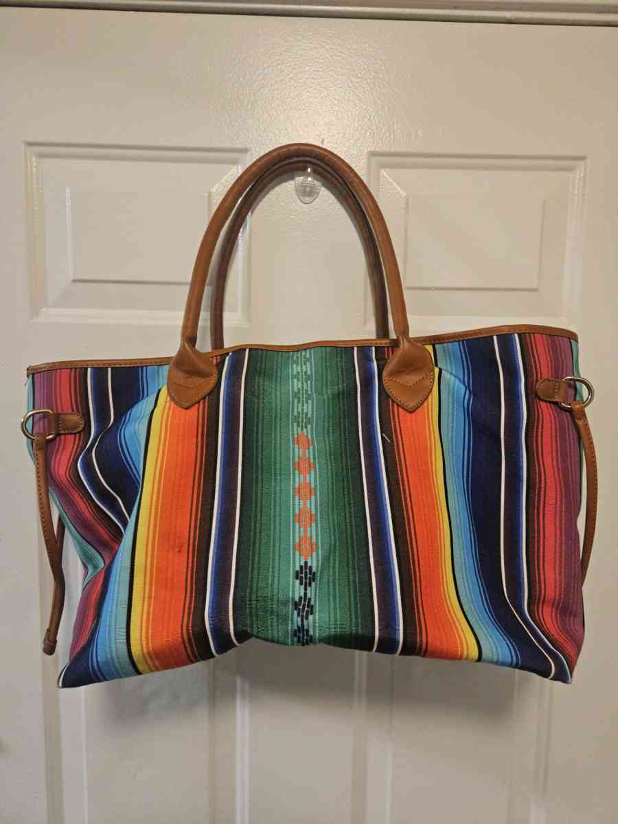 Aztec Multicolor Canvas Serape Tribal Tote Bag - Tulsa, Oklahoma