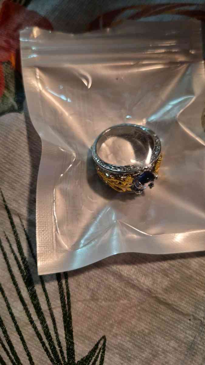 NEW 2tone ring with sapphire size 9 - New Baltimore, Michigan - FleaMarketBay