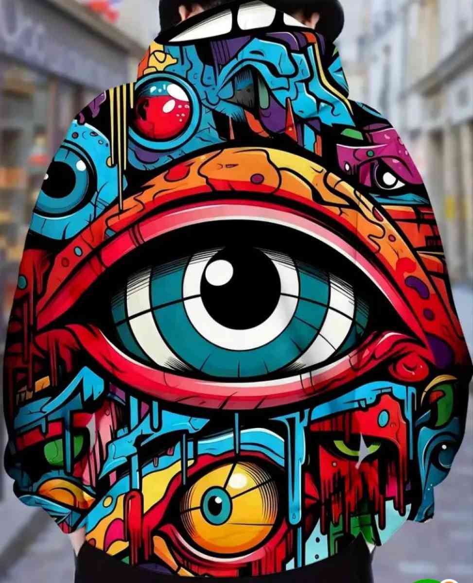 Colorful Graphic Eye Hoodie - Macon, Georgia - FleaMarketBay