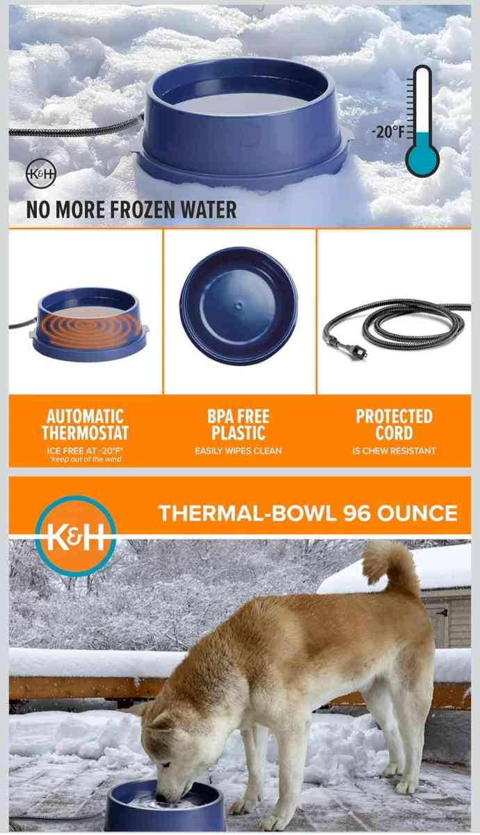 KH Pet Products ThermalBowl Heated Water Bowl for Cats  Dogs - Inola, Oklahoma - FleaMarketBay